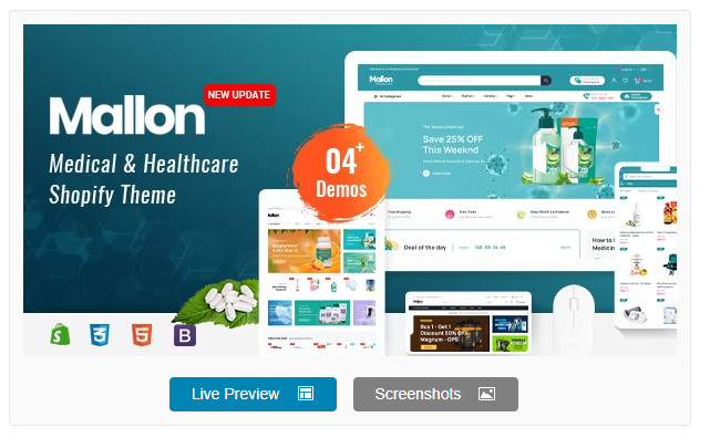 Mallon – Medical Store, Health Shop eCommerce Shopify Theme